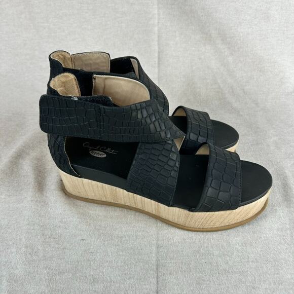 Dr Scholls Women Leather Animal Print Wedge Sandals Size 8W Strappy Boho Comfort - Picture 3 of 11